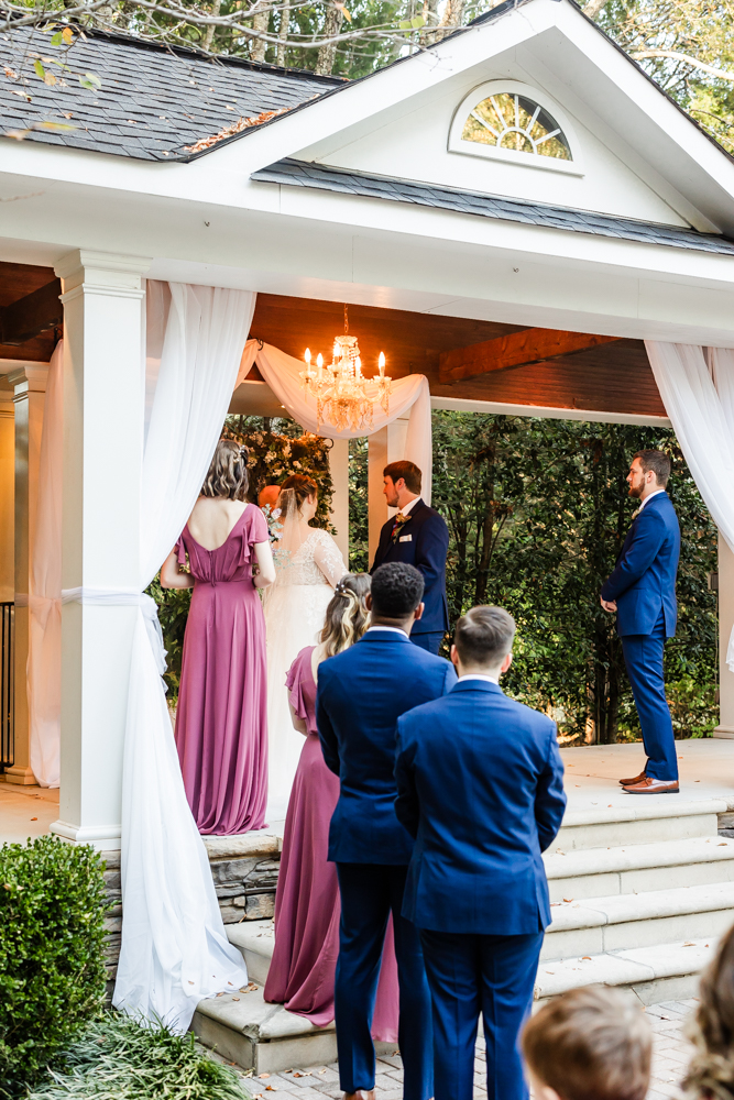 Fall wedding ceremony in the outdoor space at Annabella at Cedar Glen