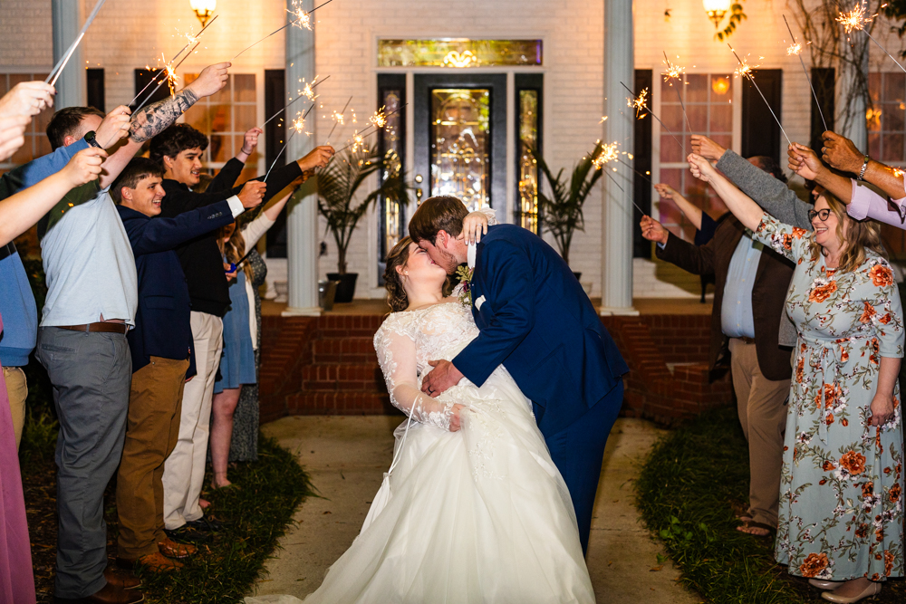 Sparkler exit in front of Annabella at Cedar Glen in Huntsville, AL