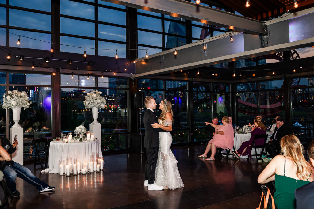 The Bridge Building bride and groom first dance