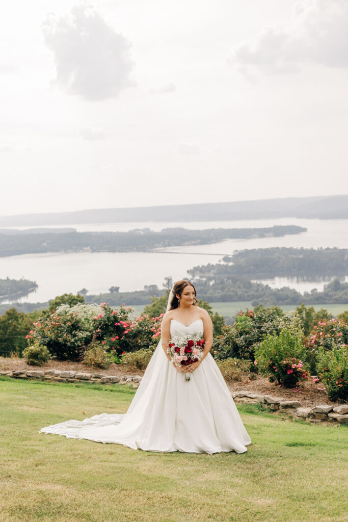 Elegant bridal portraits at Stone Haven wedding in Section, AL