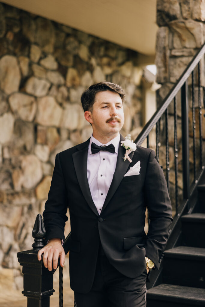 Portraits of the groom at Stone Haven