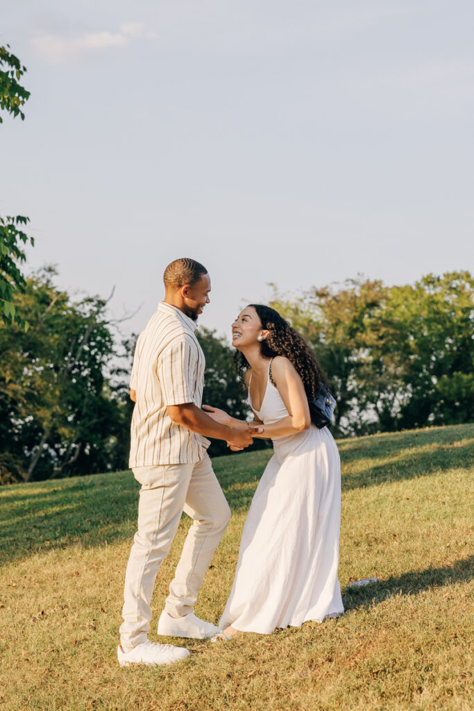 Excited bride-to-be at Arrington Vineyards in Nashville