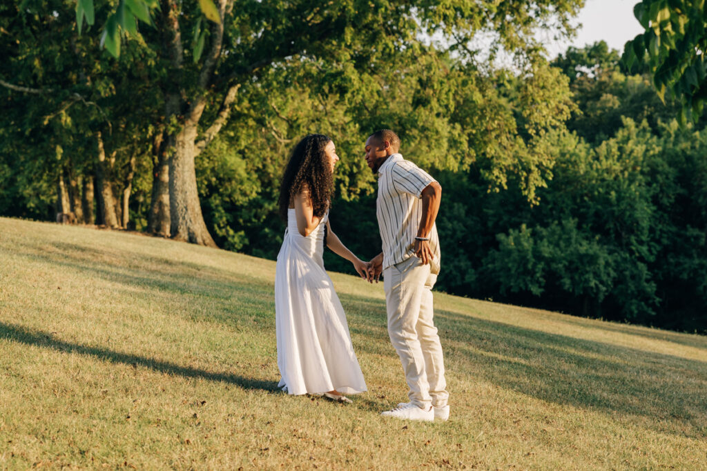 Man preparing to reveal the engagement ring at Arrington Vineyards