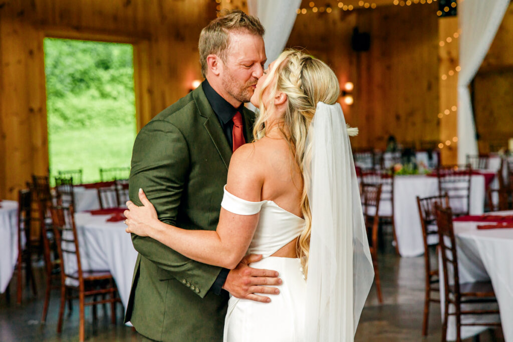 Bride and groom sharing a kiss