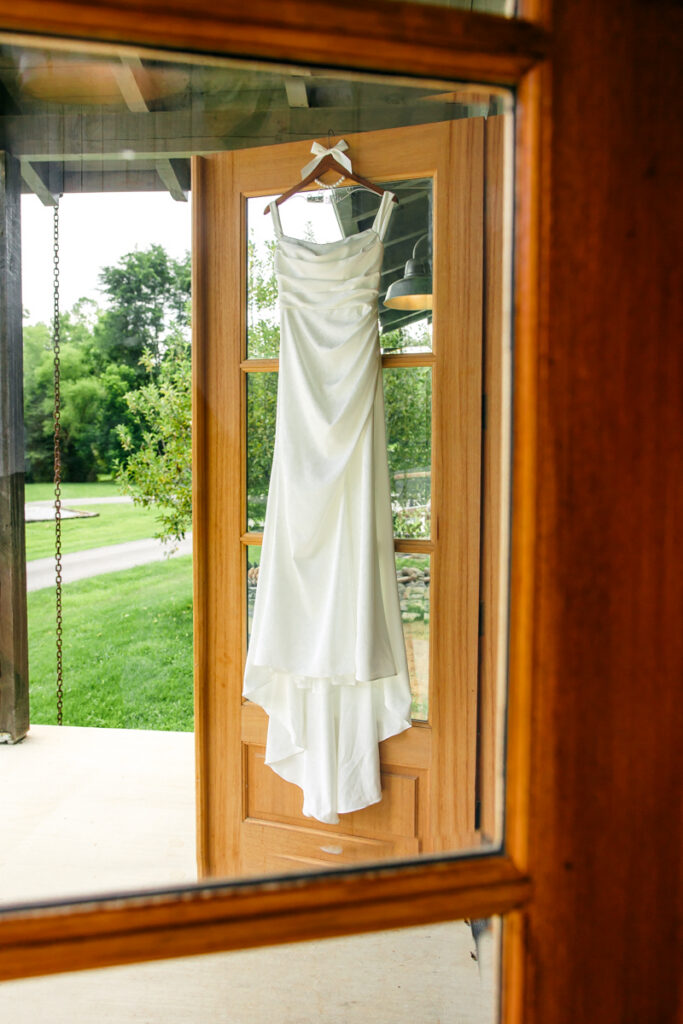 Bride's dress hanging at 4 points farm