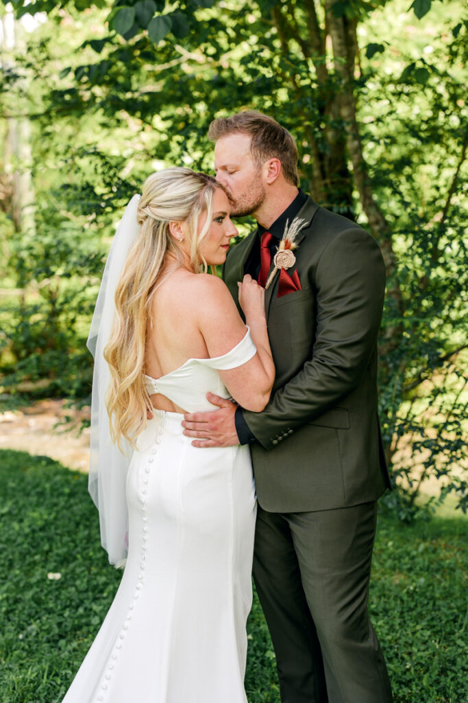 Bride and groom portraits at 4 Points Farm wedding venue