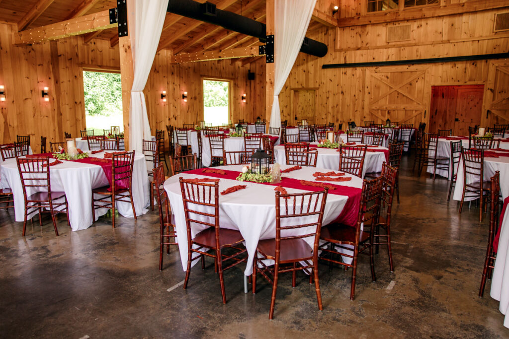 Wedding reception setup at 4 Points Farm
