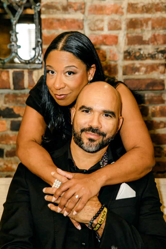 Couple embracing each other closely