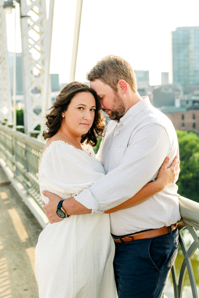 Pedestrian Bridge engagement session in Downtown Nashville