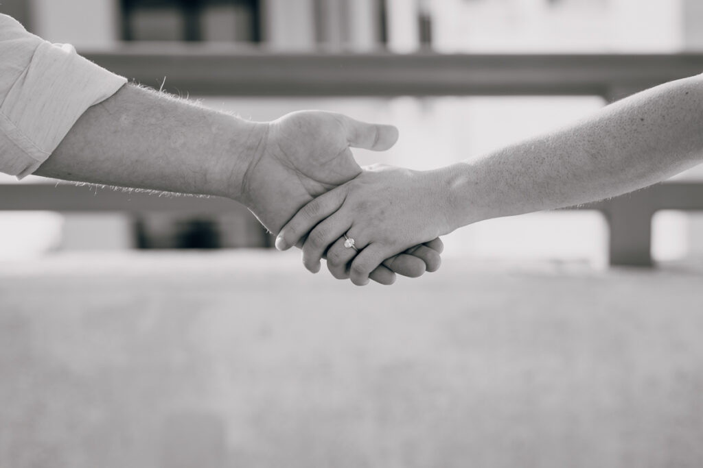 Close up of engagement ring during a Nashville, TN engagement session