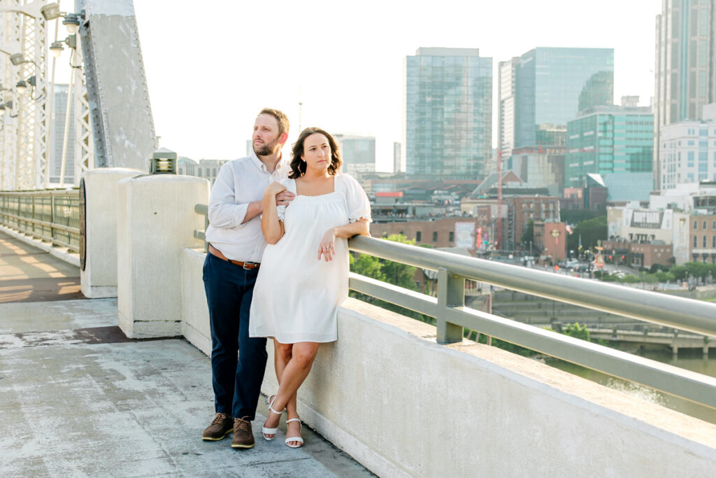 Engagement session in Nashville, TN on the Pedestrian Bridge