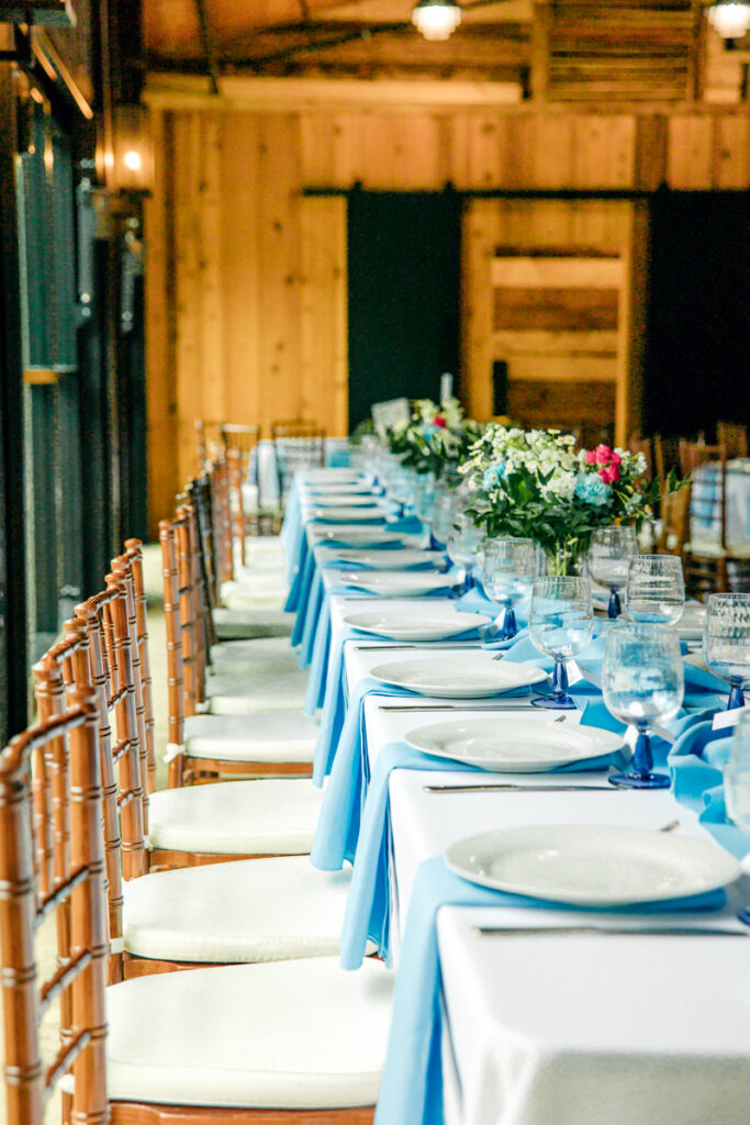 Wedding reception table details at Homestead Manor