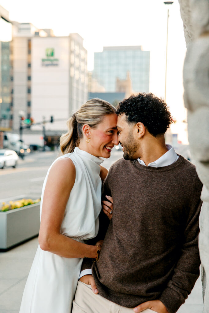 Couple posing during their Union Station engagement session