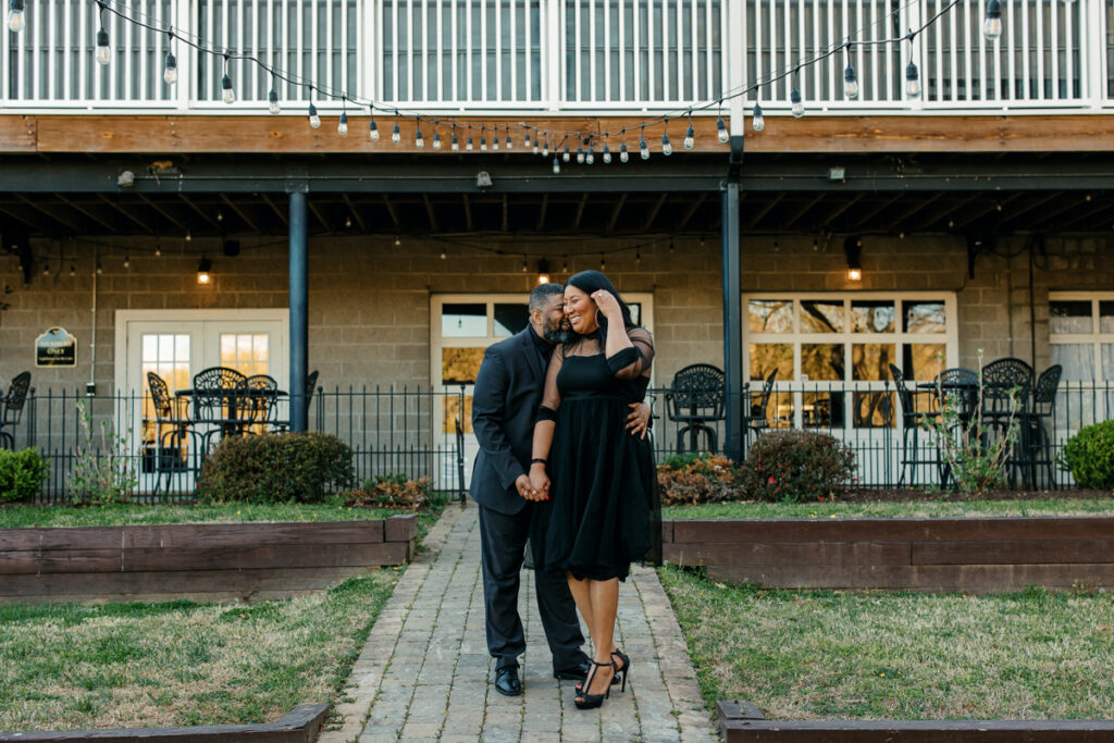 Black engaged couple at Lighthouse on the Lake in Hendersonville, TN