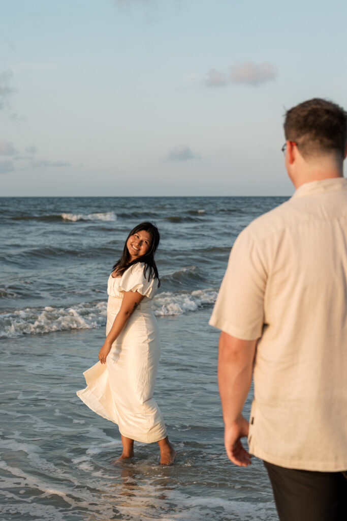 Couples engagement photography session at Coligny Beach in Hilton Head